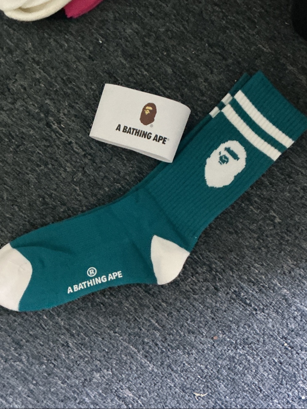 Teal Crew Socks with White Accents